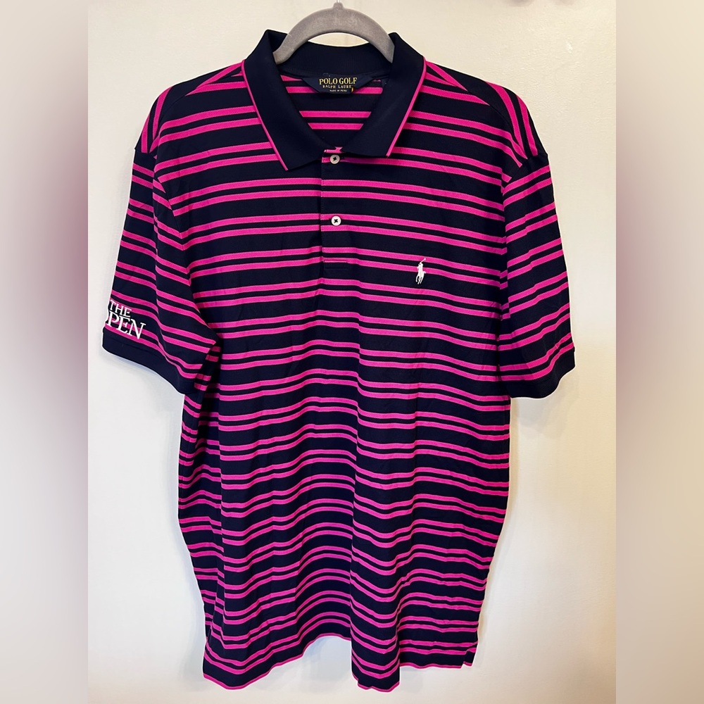 Polo Golf Ralph Lauren Performance Shirt‎ Navy & Pink Embroidered Logo Men’s XL